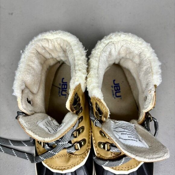 JBU Waterproof Duck Boots Womens Size 7 M Tan Black Lace Up Winter Ankle - Picture 5 of 10